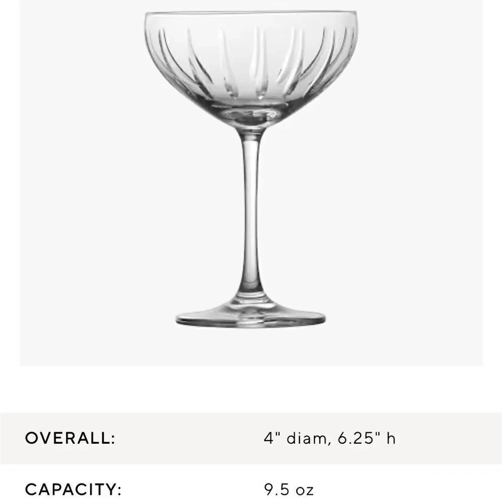 ♥️Schott Zwiesel crystal coupé glasses, set of four NWOT.